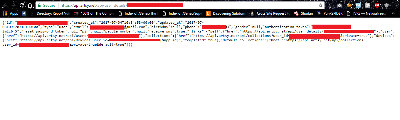 Api disclosing user data